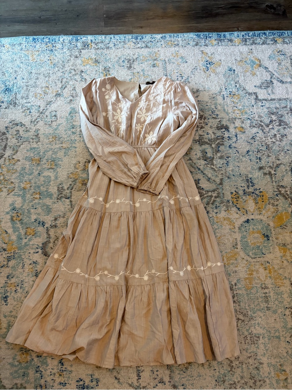 Hayden Beige Embroidered Maxi Dress